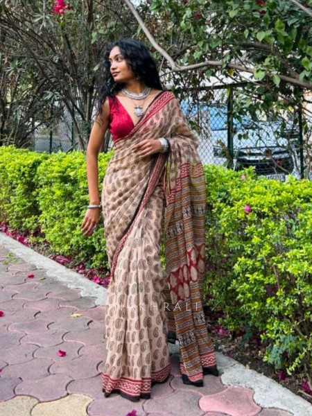 Koshika Beige Kota Saree