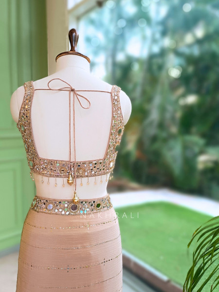Mrinmayi  Antique Mauve Crushed Georgette Saree with Readymade Blouse