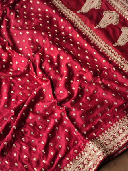 Rooh-Tara Maroon Pure Silk Crepe Saree