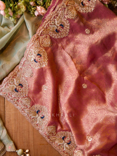 Timeless Gleam Pink Saree with Zari Sequin Border