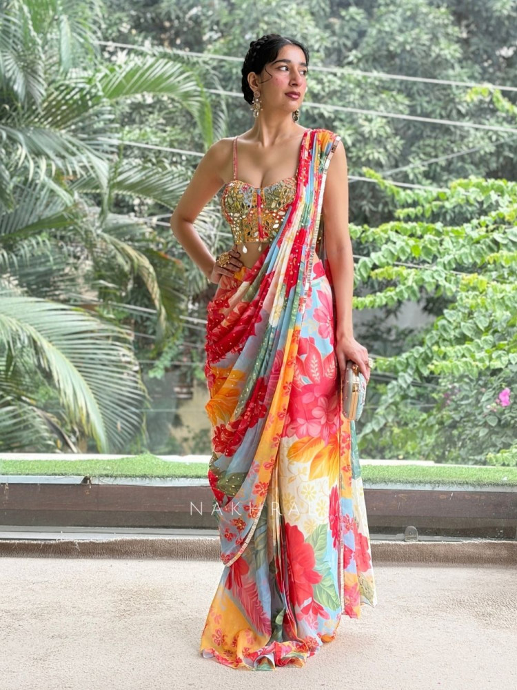 Image of Prism Multicolor Chiffon Drape Saree