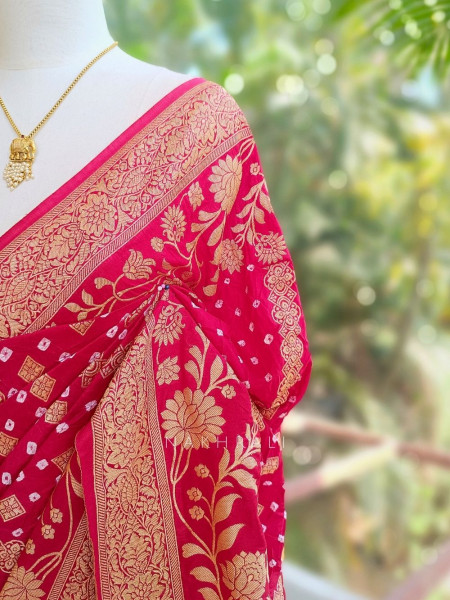 Zorvaya Maroon Color Saree with Zari Woven Work