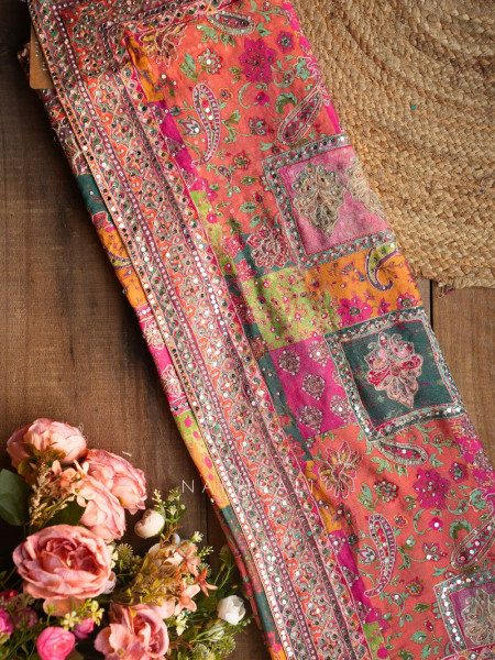 Rangvilasa Multicolor Mirror Embroidered Saree with Readymade Blouse