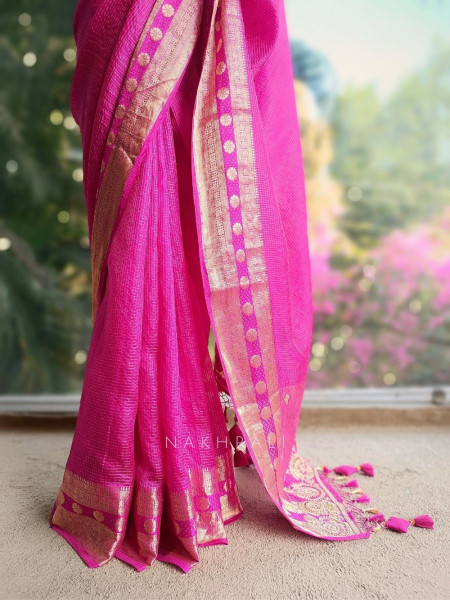 Rangika Magenta Saree with Statement Blouse
