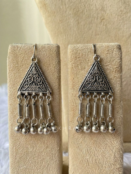 Tressa Oxidised Silver Tribal Necklace Set with Earrings