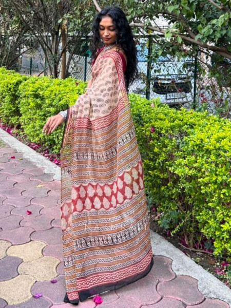 Koshika Beige Kota Saree