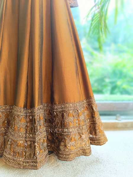 Yashvika Brown Raw Silk  Anarkali Suit Set