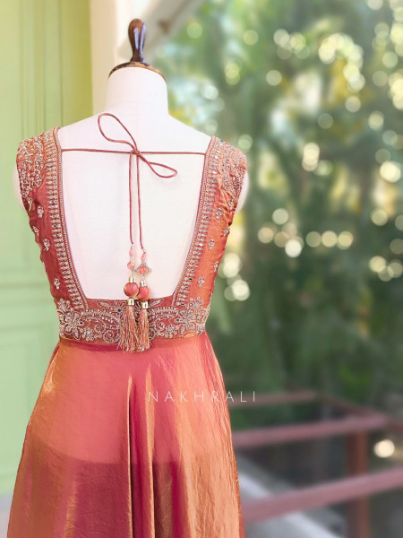 Mirel Pink Indo Western Palazzo Set with Embroidery and Stone Work