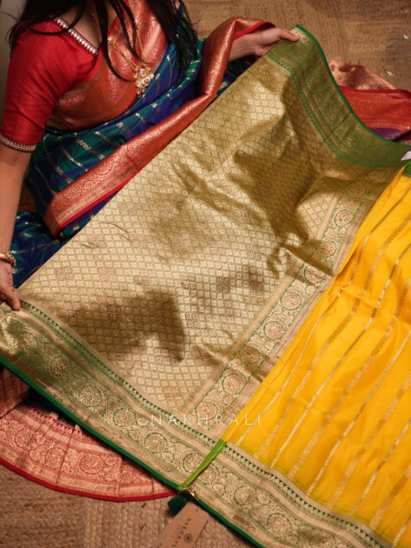 Kaashi Yellow Banarasi Silk Saree with Brocade Pallu
