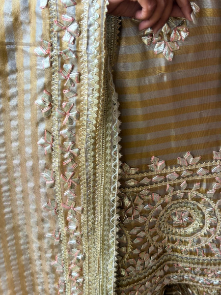 Suhasini Gold Kurta Palazzo Set with Zari Stone Work