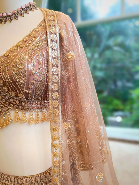Naivya Brown Sequin & Zari Designer Lehenga