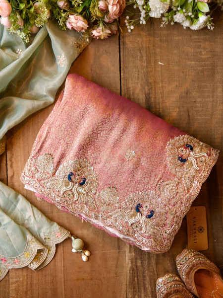 Timeless Gleam Pink Saree with Zari Sequin Border