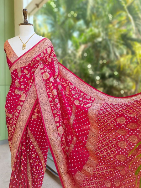 Zorvaya Maroon Color Saree with Zari Woven Work
