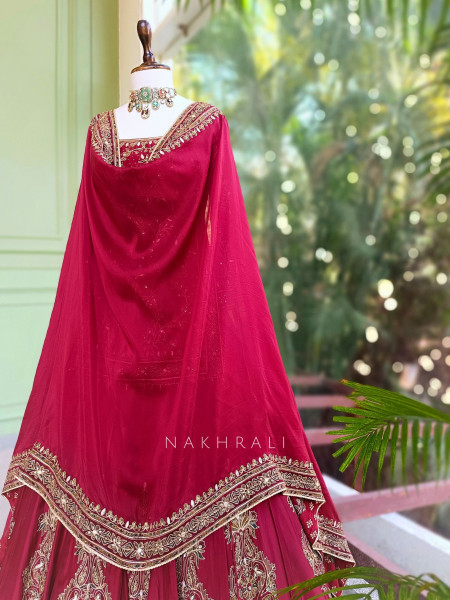 Aarisha Maroon Bridal Lehenga Set
