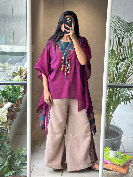 Meher Wine Kaftan Set