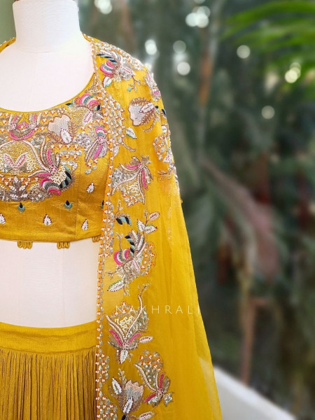 Sunara Yellow Lehenga Set with Cape