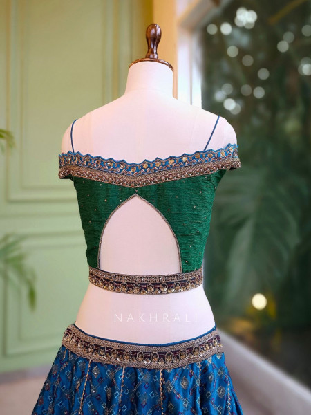 Elaris Blue Raw Silk Lehenga Set with Hand Embellishment