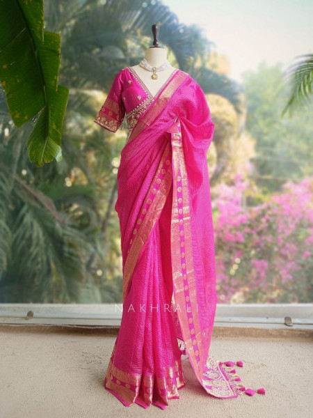 Rangika Magenta Saree with Statement Blouse