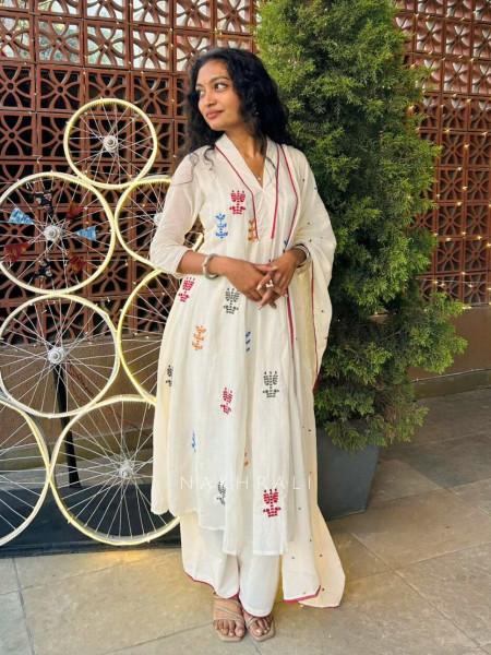 Ivory Meadow Embroidered Suit Set