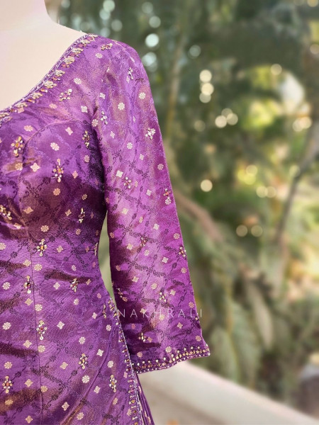 Saanvi Purple Embroidered Kurta Lehenga Set with Dupatta