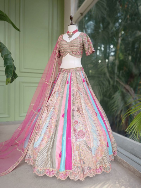 Kivara Multicolor Lehenga Set with Sequin and Embroidery Work