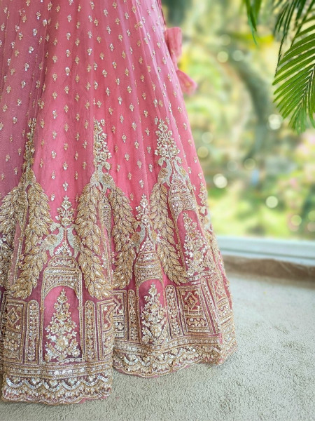 Rivasha Pink Embroidered Bridal Lehenga with Sequin and Bead Work