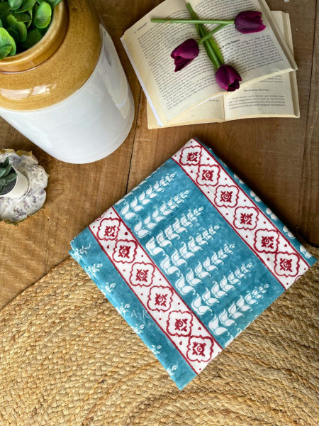 Varnika Blue Block Print Saree with Traditional Motifs