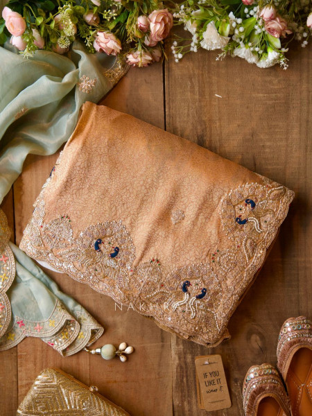 Timeless Gleam Beige Saree with Zari Sequin Border