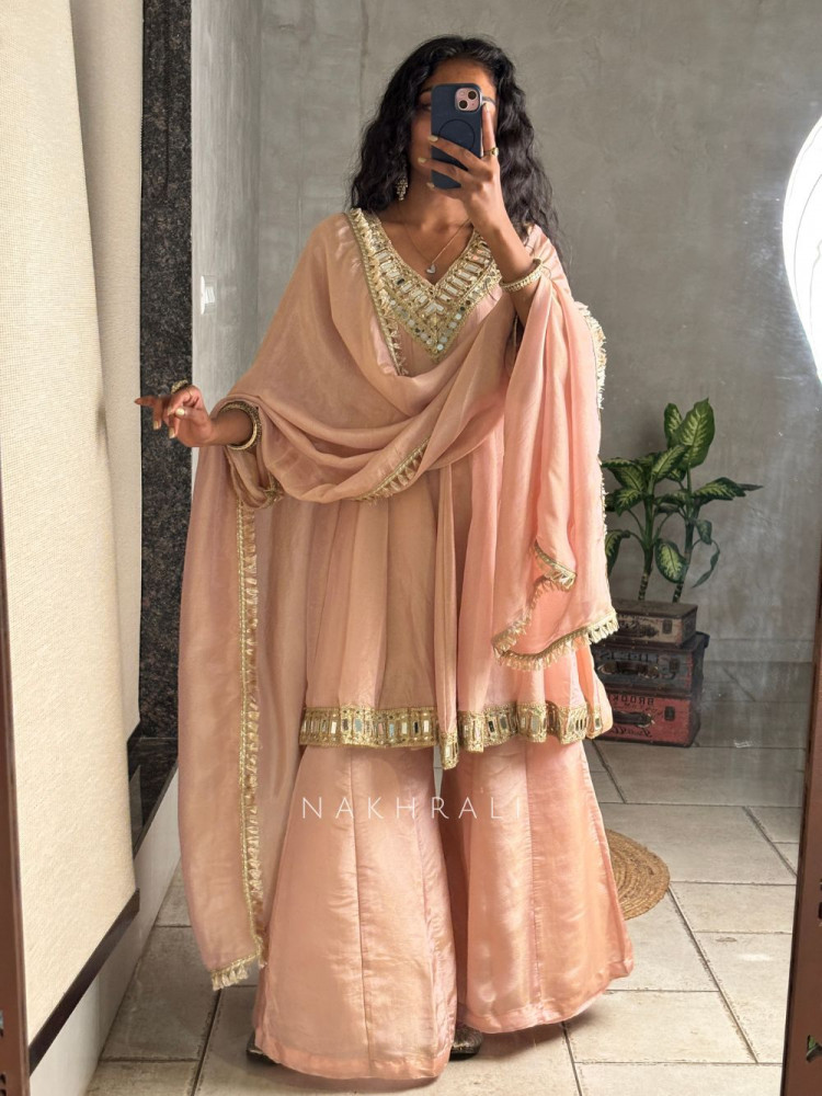 Image of Aafreen Peach Kurta &amp; Palazzo Set