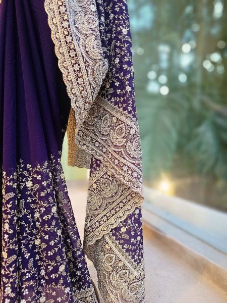 Vanya Wine Zari Sequin Saree