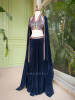 Willow Navy Blue Halter Indo-Western Set with Cape Shrug