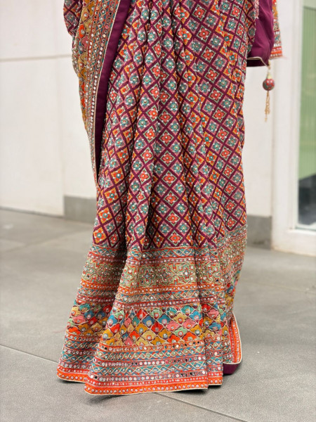 Rangvaari Multicolor Sequin Work Saree