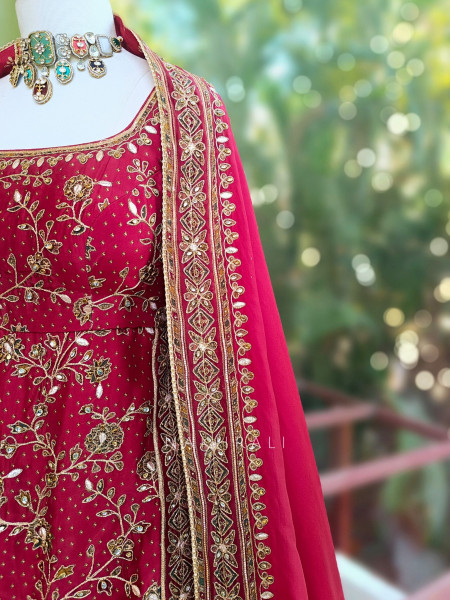 Aarisha Maroon Bridal Lehenga Set