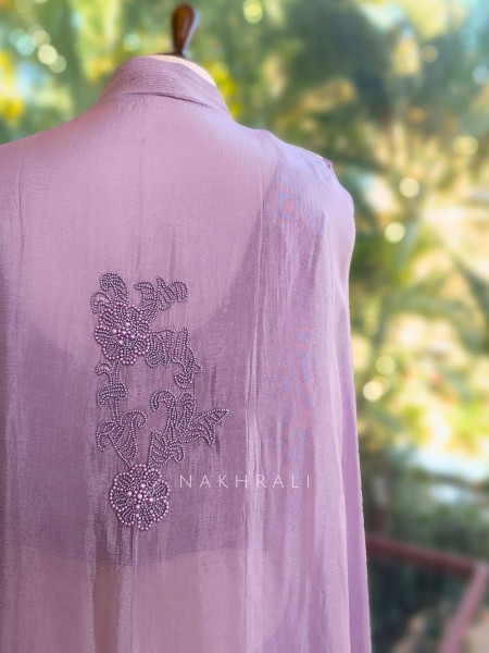 Elyra Purple Contemporary Indo-Western Cape Co-ord Set