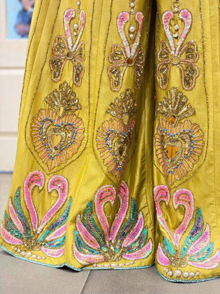 Nymera Parrot Green Embellished Jumpsuit with Mirror Bead Work