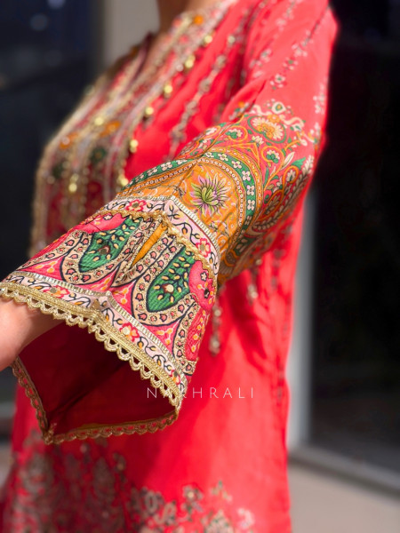 Rangvalli Magenta Modal Satin Gharara Suit Set
