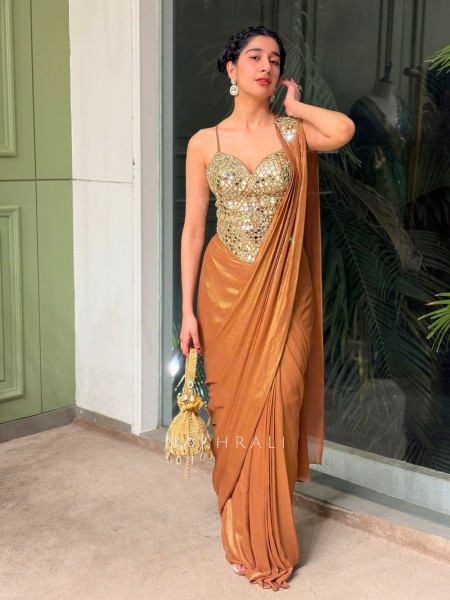 Kaaya Mirror Corset Drape Saree Set