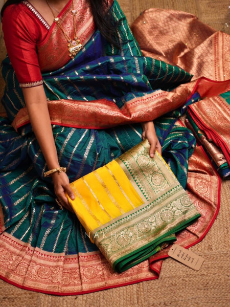 Kaashi Yellow Banarasi Silk Saree with Brocade Pallu