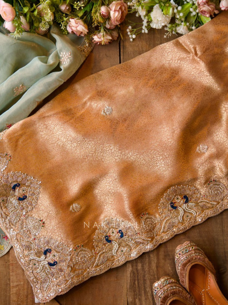 Timeless Gleam Beige Saree with Zari Sequin Border