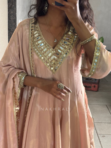 Aafreen Peach Kurta & Palazzo Set