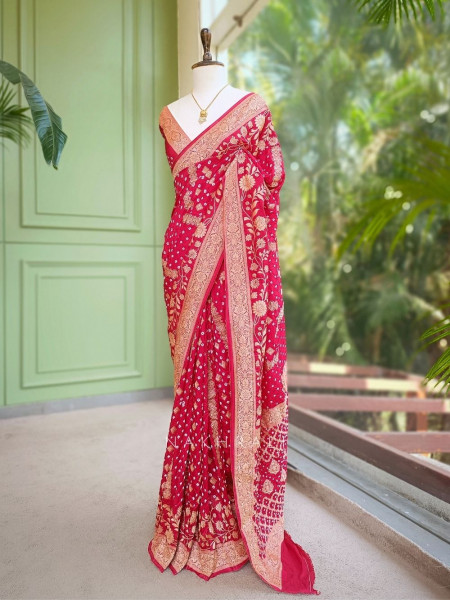Zorvaya Maroon Color Saree with Zari Woven Work