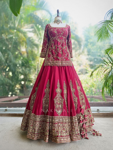 Aarisha Maroon Bridal Lehenga Set