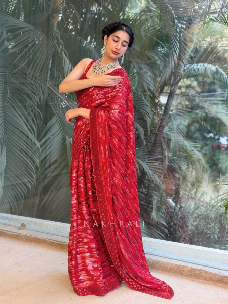 Iraaya Red Sequin Saree