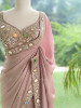 Mrinmayi Dusty Rose Crushed Georgette Saree with Readymade Blouse