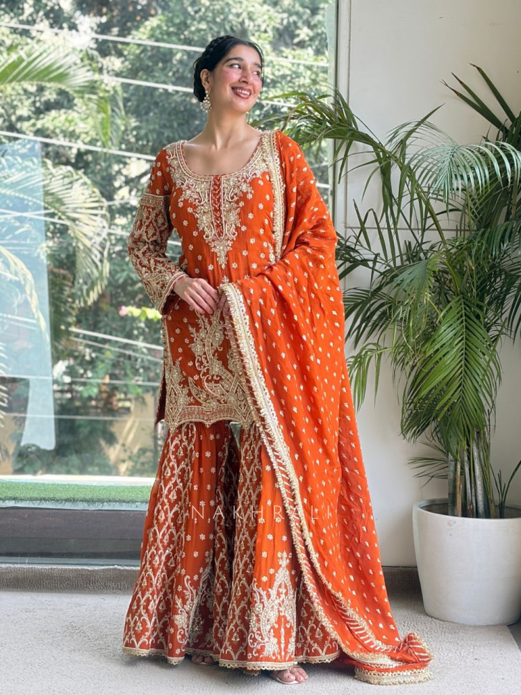 Image of Ojasvi Mehrab Orange Sharara Set
