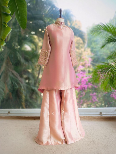 Roselle Blush Zari & Sequin Kurta Palazzo Set