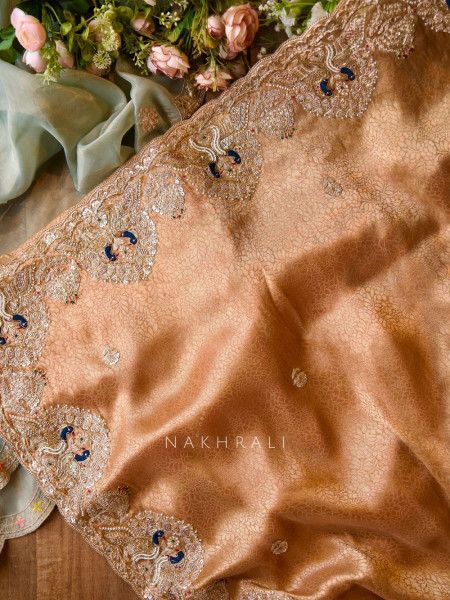 Timeless Gleam Beige Saree with Zari Sequin Border