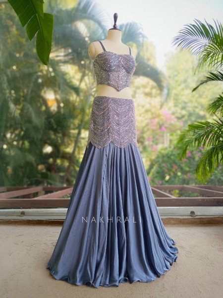 Ravelle Lavender Indo Western Lehenga with Sequin Cut Dana Work