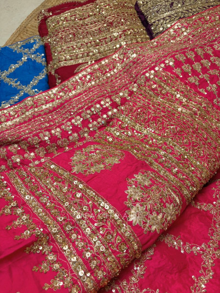 Zuleika Magenta Chanderi-Silk Blend Dress Material