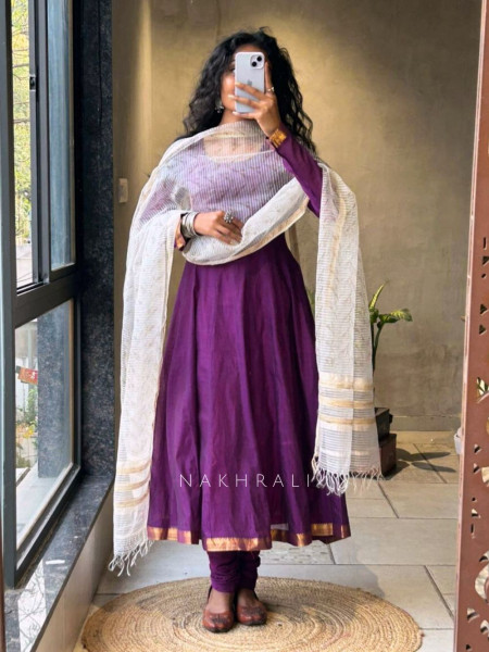 Vasu Purple Anarkali Suit Set